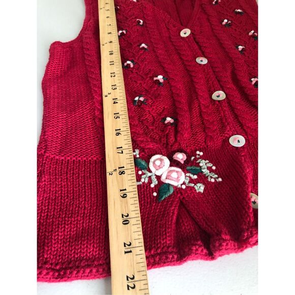 Vintage Susan Bristol Floral Knit Vest Red Size M (1996) - Picture 9 of 13